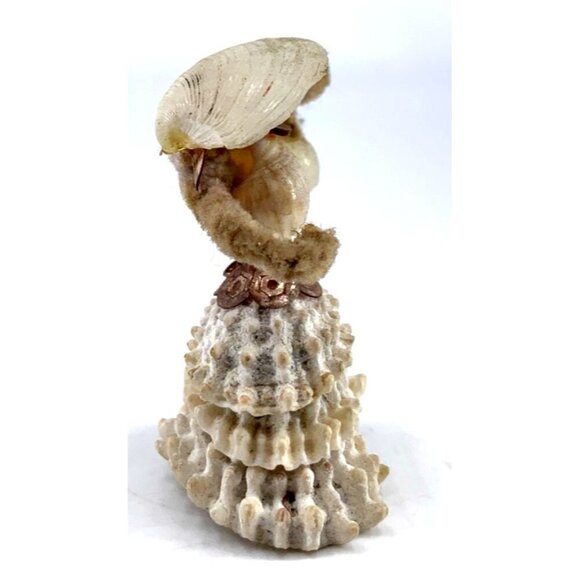 Seashell Lady Figurine Miniature Folk Art Figure 1.75" Vintage - Picture 2 of 6